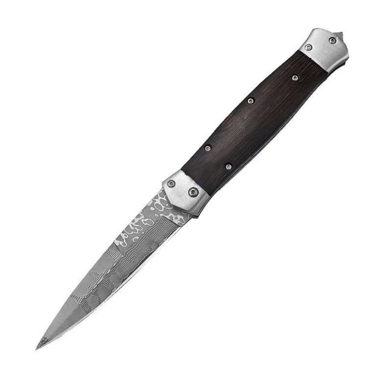 Cuchillo plegable de acero de Damasco forjado
