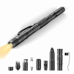Bol??grafo TACTICO multifuncional de autodefensa para mujeres, linterna de aluminio, destornillador, sacacorchos, protecci??n, accesorios de supervivencia