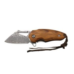 Mini navaja de bolsillo afilada de acero de Damasco de alta dureza, port??til para exteriores con mango de carne.