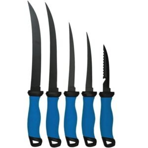 Cuchillos de pesca de acero inoxidable de alto carbono con revestimiento antiadherente personalizado de PP y TPR, mango suave, cuchillo para filetear pescado