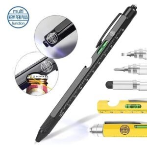 Boligrafo TACTICO multiherramienta de metal 9 en 1 con luz LED, regla y puntero