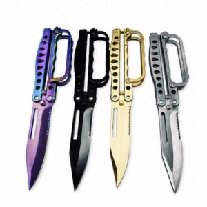 Navaja Trinchera Mariposa-4 Colores Plegable Balisong con guarda nudillos