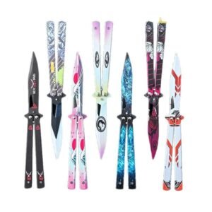 Cuchillo de práctica de mariposa sin afilar, cuchillo de mariposa de color, cuchillo plegable multifunción para exteriores, columpio