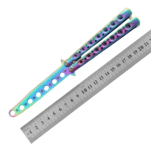 Cuchillo de mariposa CSGO, cuchillo de práctica para principiantes, cuchillo de práctica de juguete con peine de mariposa, acero completo sin afilar