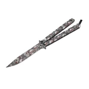 Cuchillo Mariposa Calavera Ojo Rojo