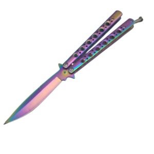 BM 42 Cuchillo Balisong Cuchillo mariposa Cierre de resorte Arco iris